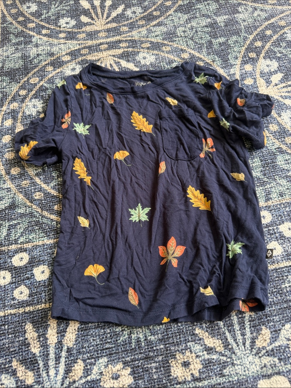 Kyte baby Navy Leaf-Print Short Sleeve Tee